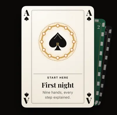 Ridotto's first step card, the ace of spades: First night